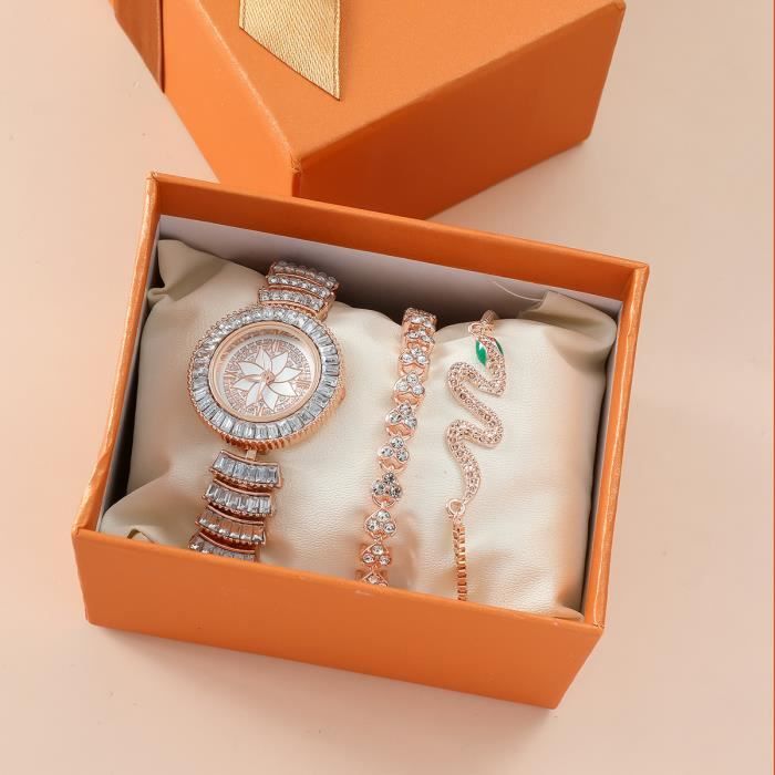 SHARPHY Coffret montre femme + bracelet - diamants personnalisation serpent luxe mode cadeaux de Noël