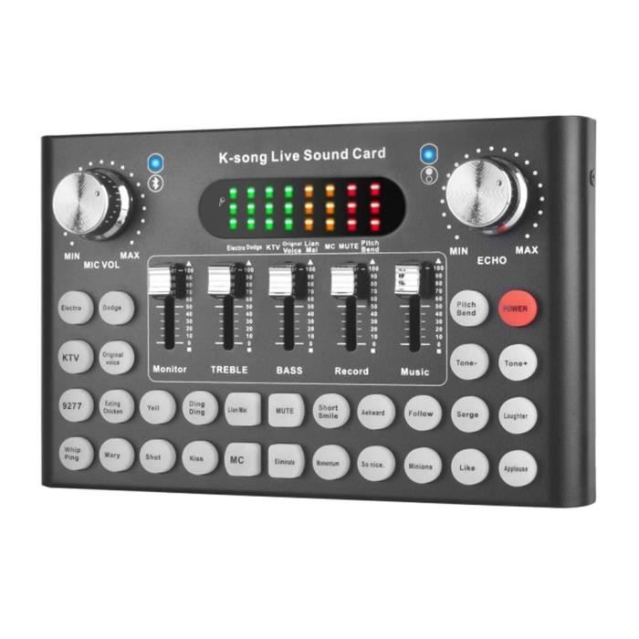 Changeur de voix Bluetooth carte son dj table de mixage avec plusieurs  effets sonores pour l'enregistrement de musique en streaming en direct