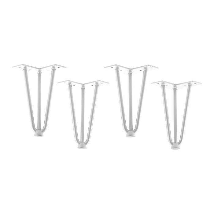SOTECH 4 pieds en épingle à cheveux blancs 200 mm 3 entretoises Hairpin Legs Pieds de meubles pour canapés et armoires SOTECH 4 pieds en épingle à cheveux blancs 200 mm 3 entretoises Hairpin Legs Pieds de meubles pour canapés et armoires