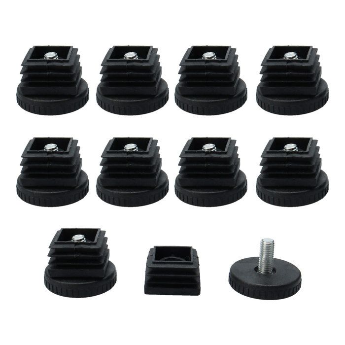 Patins pour meubles SOURCING MAP Pieds nivellement Réglable Patin Jambe Pied Table Chaise 25x25mm Tube carré Glisseur kit de 10pcs