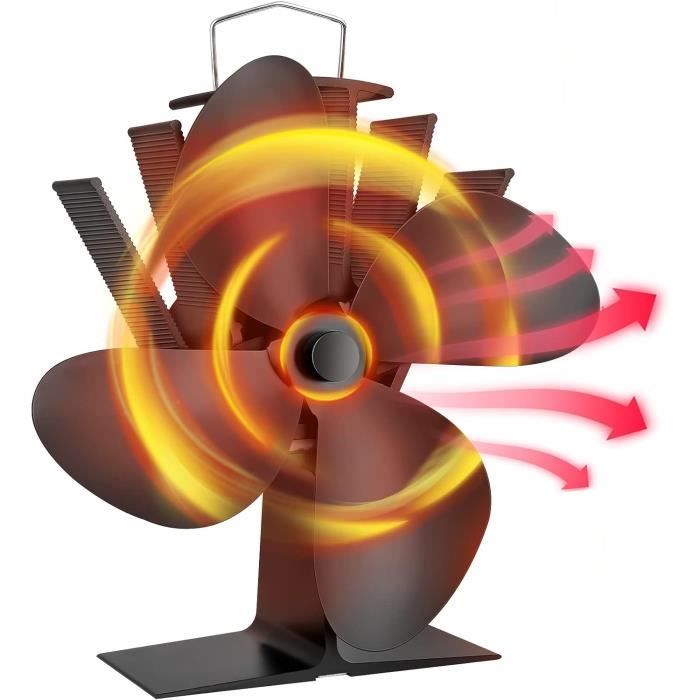 Ventilateur Poele à Bois 4 Pales,Alimenté à La Chaleur Ventilateur