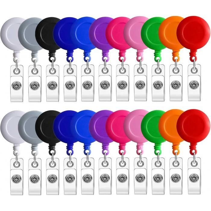 Porte-Badge Rétractable Avec Étui Double Carte - Lot De 3 - Cordon Extensible 66 Cm - Pour Badge, Cartes, Clés - 3