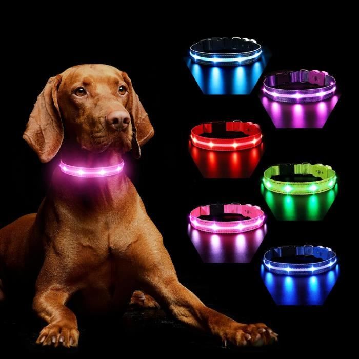 Comparer les prix de MASBRILL Collier Lneux Chien, Collier Chien LED Rechargeable avec 7 RGB Couleurs 8 Modes D'éclairage, Réglable et Etanche Cligno244