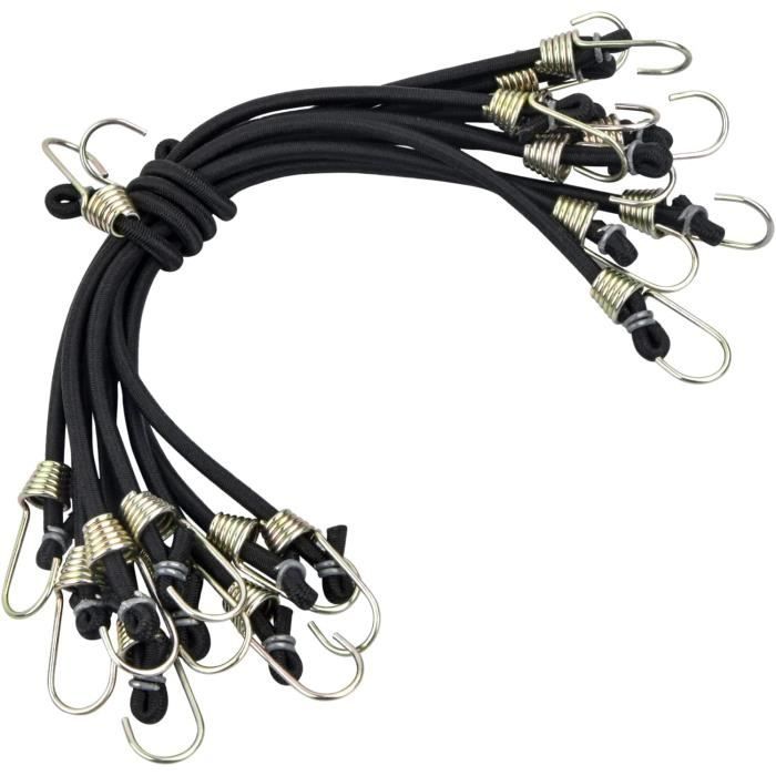 Tendeurs élastiques Avec Crochets - Lot De 20, 15 Cm Extensible à 26 Cm, Fixation Bâche, Tente, Piscine