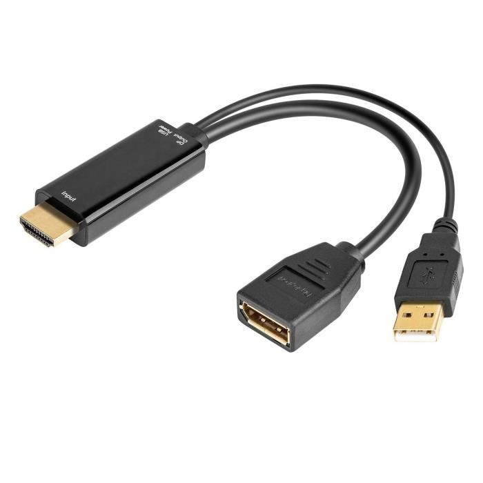 Câble Hdmi Vers Displayport Dp, Hdmi 3840X2160 Uhd 4K Mâle Vers