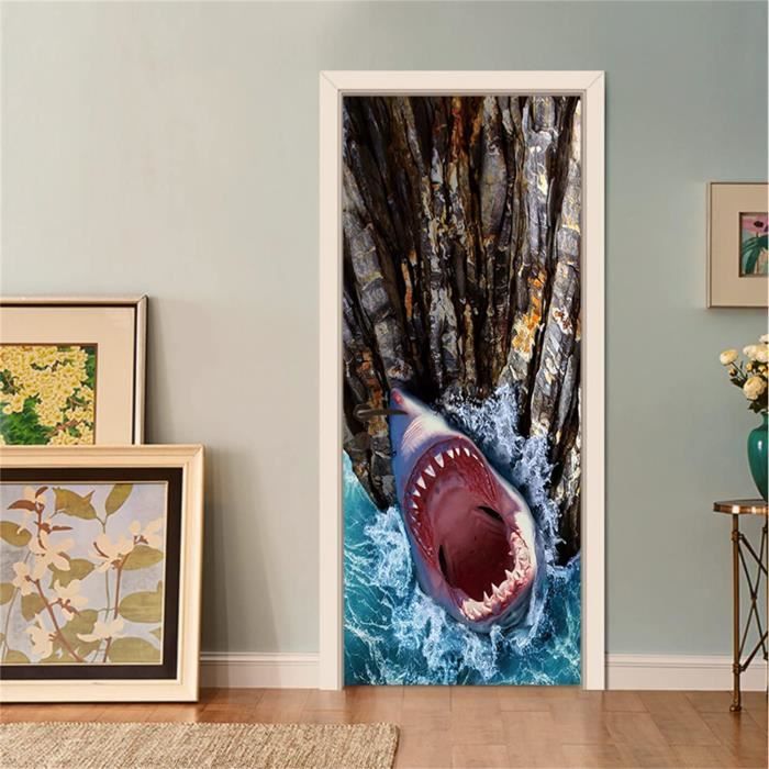 3D Sticker De Porte Trompe LOeil Effect AutoAdhésif Amovible Autocollant Pour Décor Cuisine
