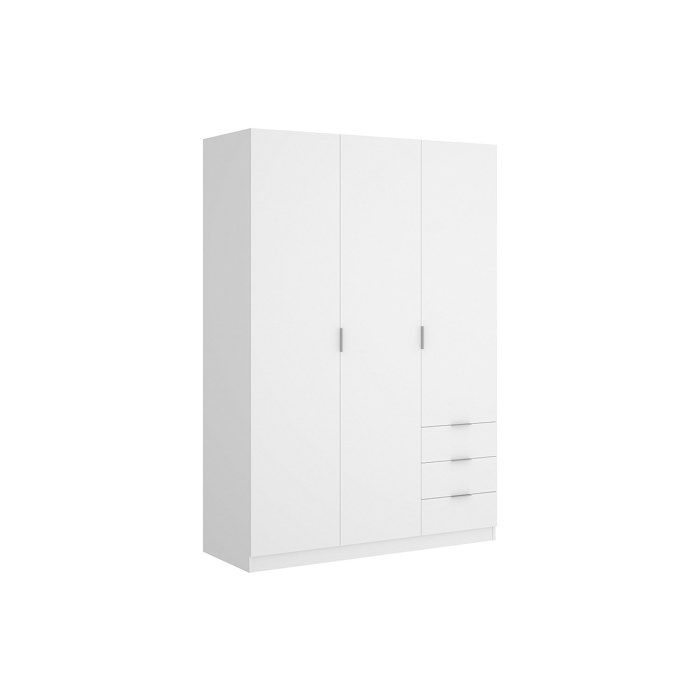 Armoire 3 portes et 3 tiroirs - L121 cm - Blanc - LISTOWEL