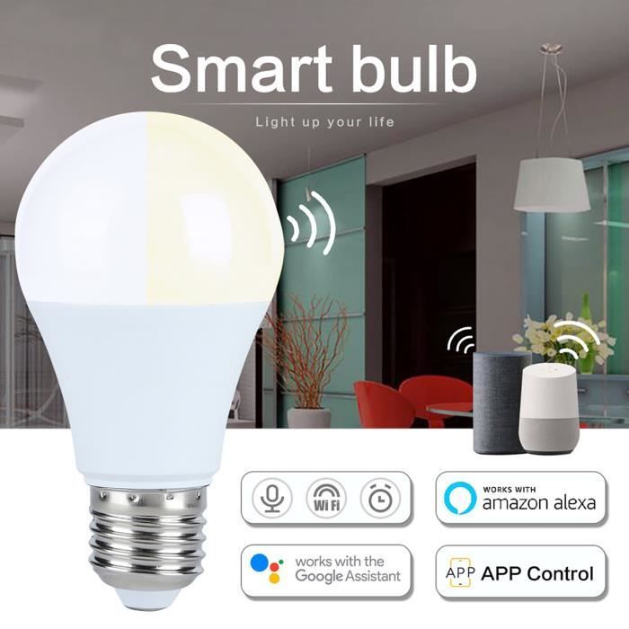 Ampoules LED Intelligente E27 Wifi Smart Bulb, Ampoule Connectee Amazon Alexa/Google Home 220V RUIDA