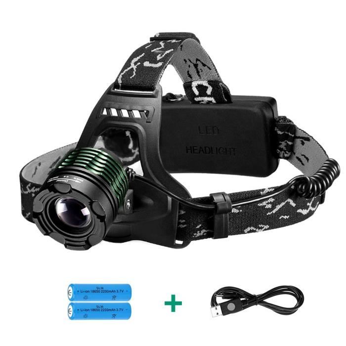 Puissante Torche Lampe /étanche et l/éger Pour La Course 3 Modes d/éclairage Phare Cycling LED Lampe Frontale USB Rechargeable La P/êche Le camping