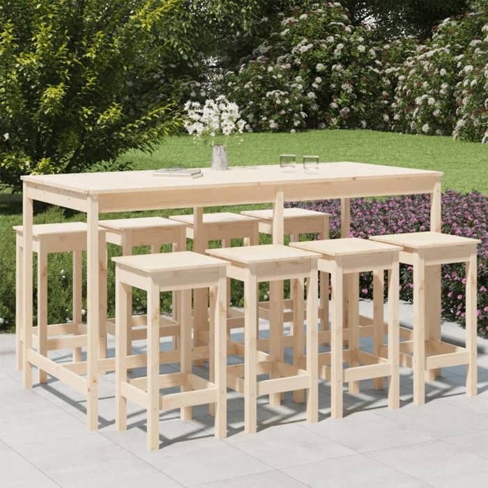 vidaXL Ensemble de bar de jardin 9 pcs Bois de pin massif ensemble de bar ensemble de meubles ensemble de bar extérieur 3154765