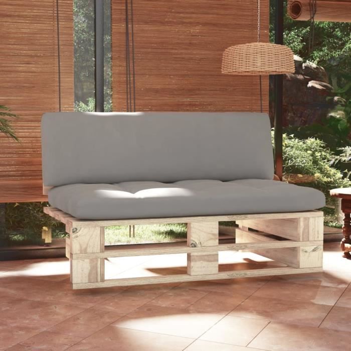 Canapé central palette de jardin bois de pin imprégné avec coussin - vue 5