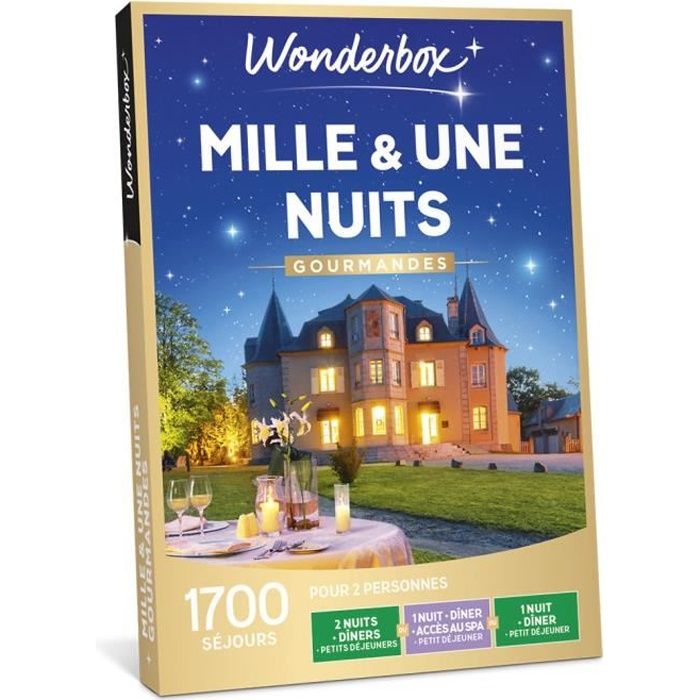 Wonderbox - Coffret cadeau en couple - Mille et une nuits gourmandes - 1700 séjours savoureux : château, hôtel 3* à 5*, manoir…