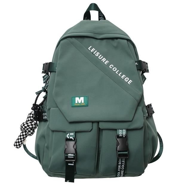 SAC A DOS,greenNo pendantSac à dos en Nylon imperméable à Double boucle pour femmes, sac