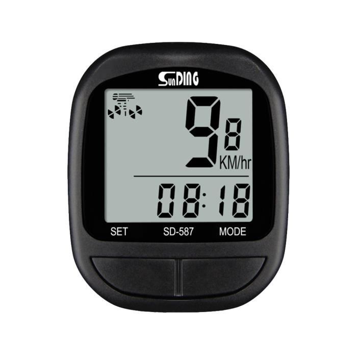 Compteur Vélo Numérique étanche - Odomètre, Speedomètre, Horloge - Sans Fil - LCD