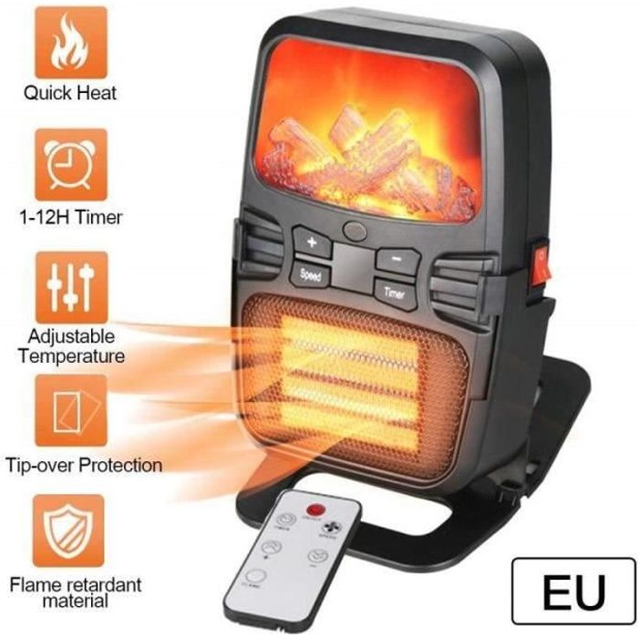 FL25533-Radiateur Soufflant Céramique Salle de Bain Chambre 20m² Chauffage d’appoint 1000W 3 Modes Chauffe Rapide Protection Ant