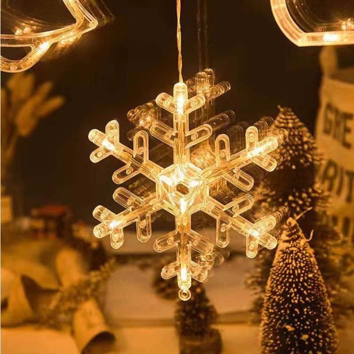 Guirlande Lumineuse De Noël Fenêtre 10 LED Étoile - Suspension Ventouse, Lumière Blanche Chaude, Décoration Intérieure Fêtes