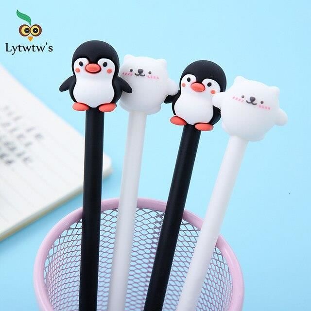 Lot De 3 Stylos De Noël Peluche : Père Noël, Pingouin Et Sapin - Pointe 0,7 Mm, Encre Noire, Parfait Pour Cadeaux