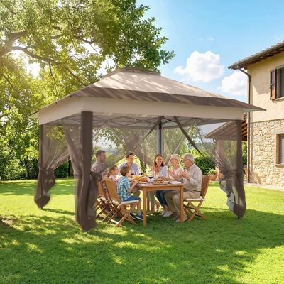 Gazebo Jardin Gazebo Dépliable Bealife 3,35x3,35m - Toile Imperméable Avec Moustiquaire Auvent Pop-up Bealife