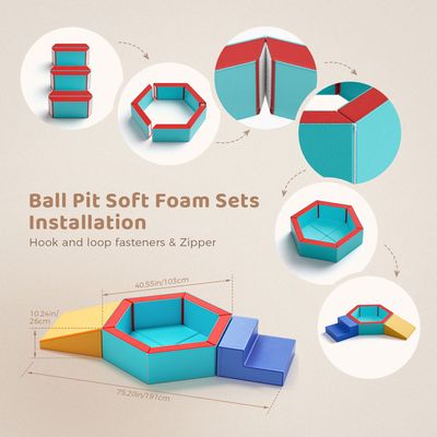 Parcours Motricité En Mousse Pour Bébé – Blocs D’escalade Souples – Housse En Cuir, Crochets – Charge 50 Kg