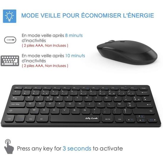 Combo Clavier Souris Sans Fil AZERTY - Rechargeable - Silencieux - Ultra-fin - Pour Windows