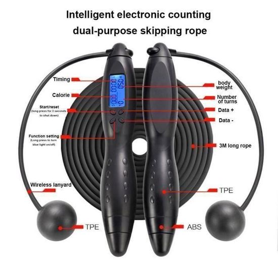 Corde à Sauter,Corde à Sauter Avec Compteur Réglable,fil D'acier Anti