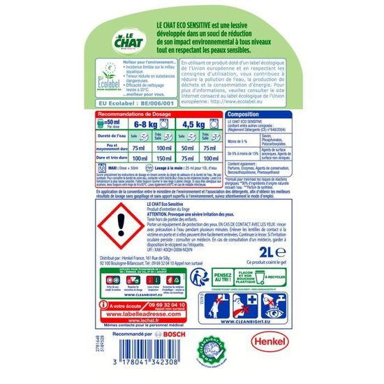 Le Chat Lessive Eco Sensitive 2 L Achat Vente Lessive Cdiscount Le Chat Lessive Eco Sensitive 2 L Achat Vente Lessive Cdiscount