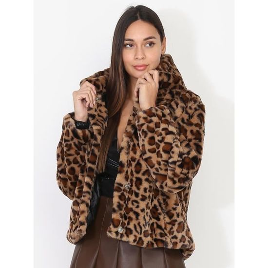 Mode Hommes chaud Leopard épais manteau à capuchon Veste en fausse fourrure  Outwear Pardessus marron Marron - Cdiscount Prêt-à-Porter