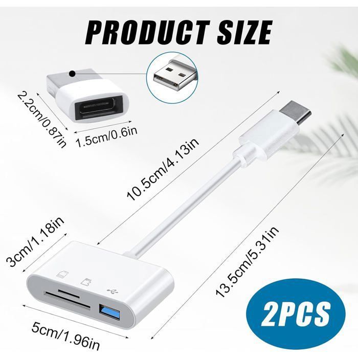 Lecteur De Carte SD/Micro SD USB-C - Adaptateur Pour IPhone 15, IPad, MacBook, Android (Plug And Play) - 12
