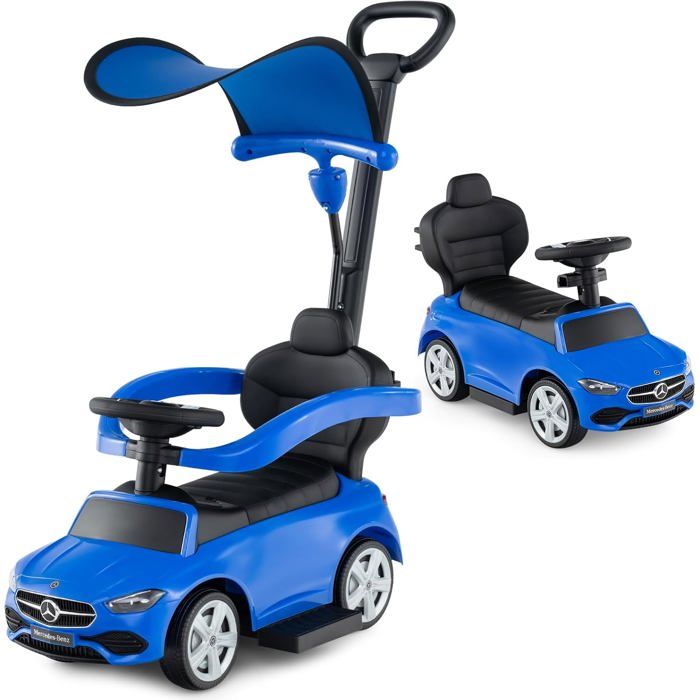 DREAMADE Porteur Bébé Mercedes Benz 12-36 Mois – Voiture à Pousser Avec Auvent, Klaxon, Son Démarrage, Rangement