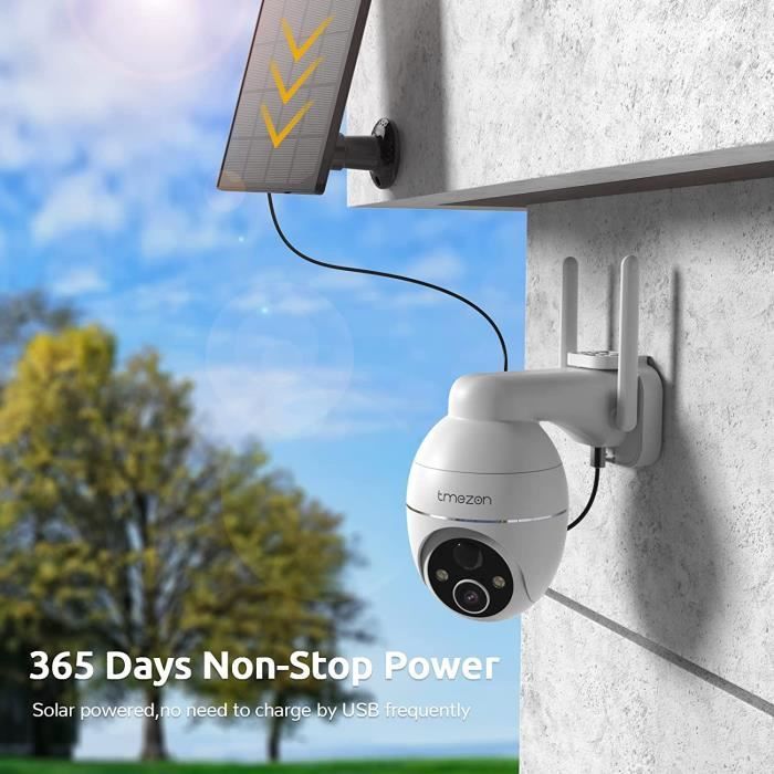 2K Camera Surveillance WiFi Exterieure sans Fil, Solaire, 360° Pan/Til –  colatifa
