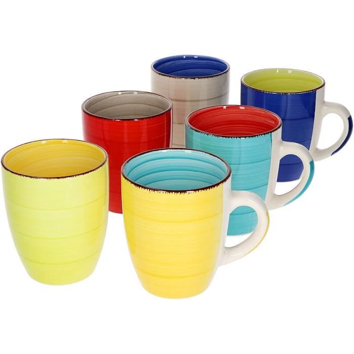 Tasses à Café Originale Excelsa Lot De 6 Tasses à Café Tropical Chic Porcelaine 9 Cl Multicolore Set Tasse A Cafe