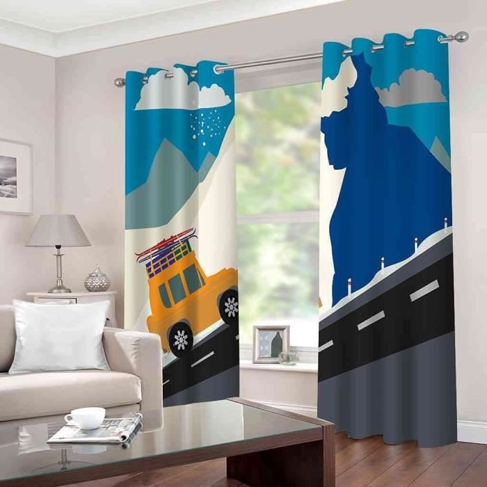 Rideaux Occultants Voiture De Course - Lot De 2 - 75x166 Cm - Polyester Thermique