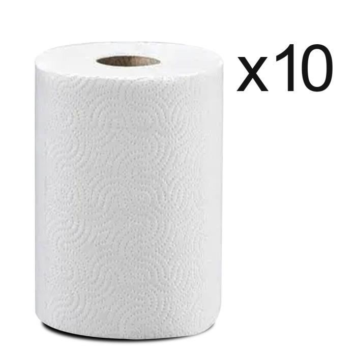 Lot 10 paquet rouleau de papier essuie-tout max absorption, extra XXL,  double plis coloris blanc, 120 feuilles - Cdiscount Au quotidien