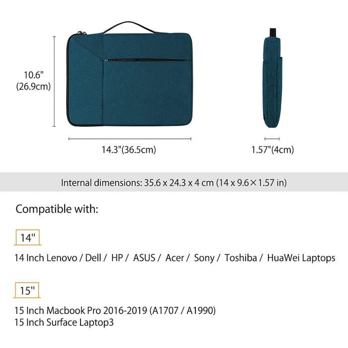 14 Pouces Housse Ordinateur Portable, Pochette Protection Sacoche avec  Poignée pour 14 Pouces Lenovo Thinkpad Dell ASUS Huawei - Cdiscount  Informatique