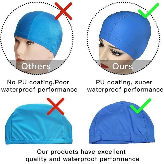 Bonnet de bain élastique imperméable en tissu PU pour hommes et