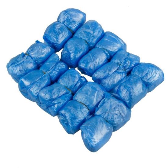 100x Bleu Couvre-chaussures Jetables Couvre Chaussures Botte Anti Glisse Plastique Protecteurs PPE 