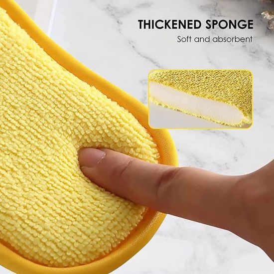 Lot De 4 Éponges Réutilisables Microfibre - Double Face Pour Vaisselle Et Nettoyage Sans Rayures