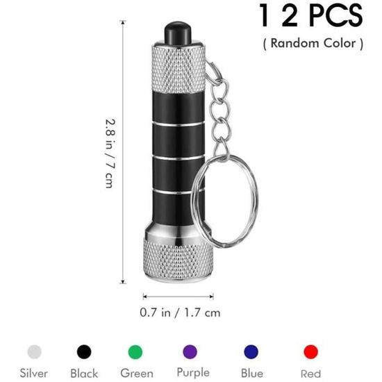 12pcs Mini LED Torche De Poche Porte-clés Léger Portable Lampe De Poche Porte Clés Pour Extérieur Camping Randonnée Voyage Vélo Équipement De Fête 6 Couleurs