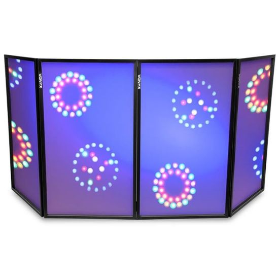 Vonyx DB2B - Écran DJ Lycra Noir 4 Panneaux | Cache équipement Pliable