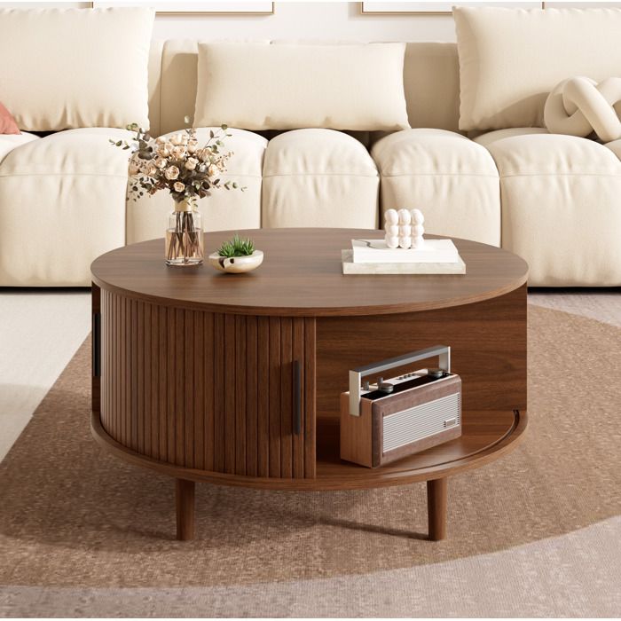 Table Basse Ronde Dw Table Basse Ronde Relevable avec Rangement et Porte Coulissante - TCQPZ ...
