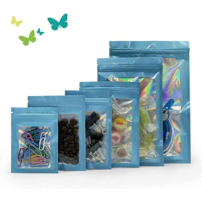 100 Pcs Sachet Zip Aluminium Plastique Refermable avec Fenêtres ...