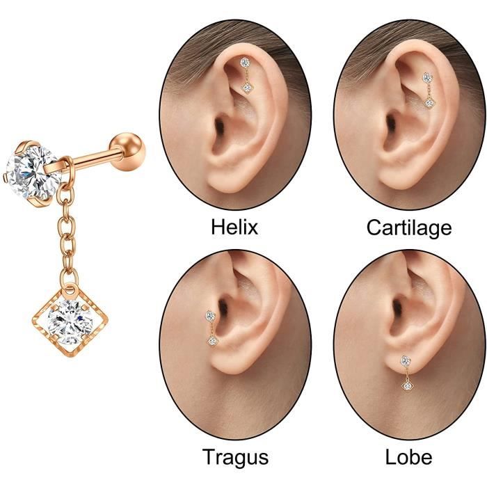 Funseedrr 6 10pcs Piercing Tragus Helix Acier Chirurgical 16G 8mm 6mm Oreille Cartilage Piercing Studs Anneaux 2618 Cdiscount Au quotidien
