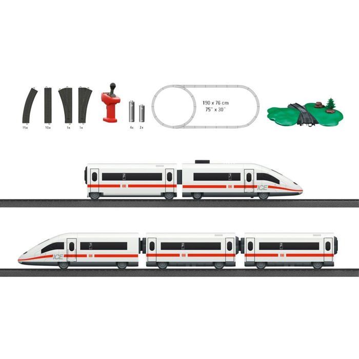 Märklin My World – Train ICE 3 électrique 63 Cm – Kit De Démarrage H0 – 3 Vitesses, Sons, Feux – Piles Incluses – Dès 3 Ans