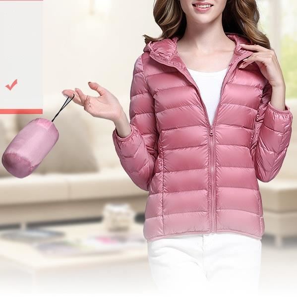 Doudoune Legere Femme Veste Compressible 90 Duvet de Canard Manches Longues Hiver Down Jacket Parka Courte Blouson Rose clair Rose clair Cdiscount Pret a Porter