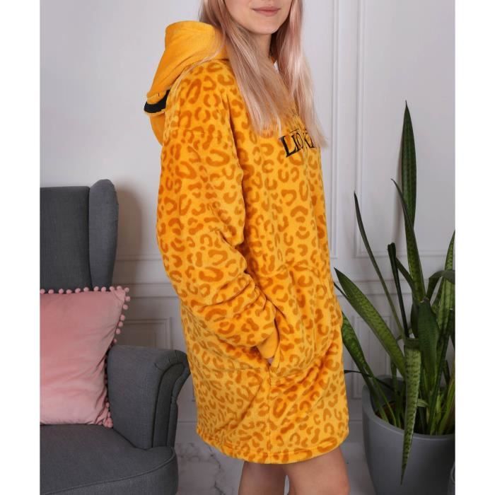 Le Roi Lion Disney Sweat peignoir couverture a capuche sweat shirt femme avec poches orange Cdiscount Pret a Porter
