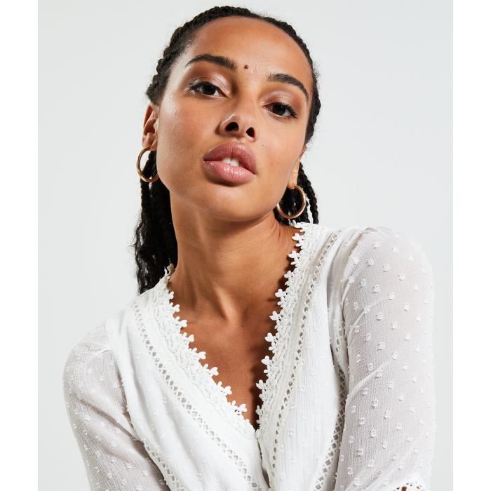GRAIN DE MALICE Chemise plumetis femme Ecru Cdiscount Pr t
