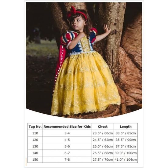 Disney Conte de fées Princesse Blanche-Neige Robe Cosplay Costume Fille  Enfants Fête Déguisement Jusqu’à Halloween 4-8 Ans