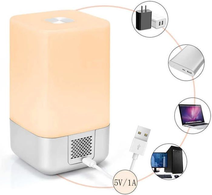 Réveil Simulateur D'aube Avec Chargeur Sans Fil Et Bluetooth – Lampe D'ambiance