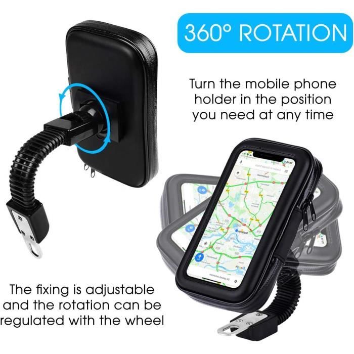 Support Téléphone Pour Moto - Fixation Sur Rétroviseur - ABS Anti-choc - Neuf