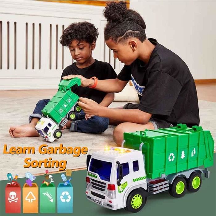 Camion Poubelle Voiture Jouet Enfant avec Effets Sonore et